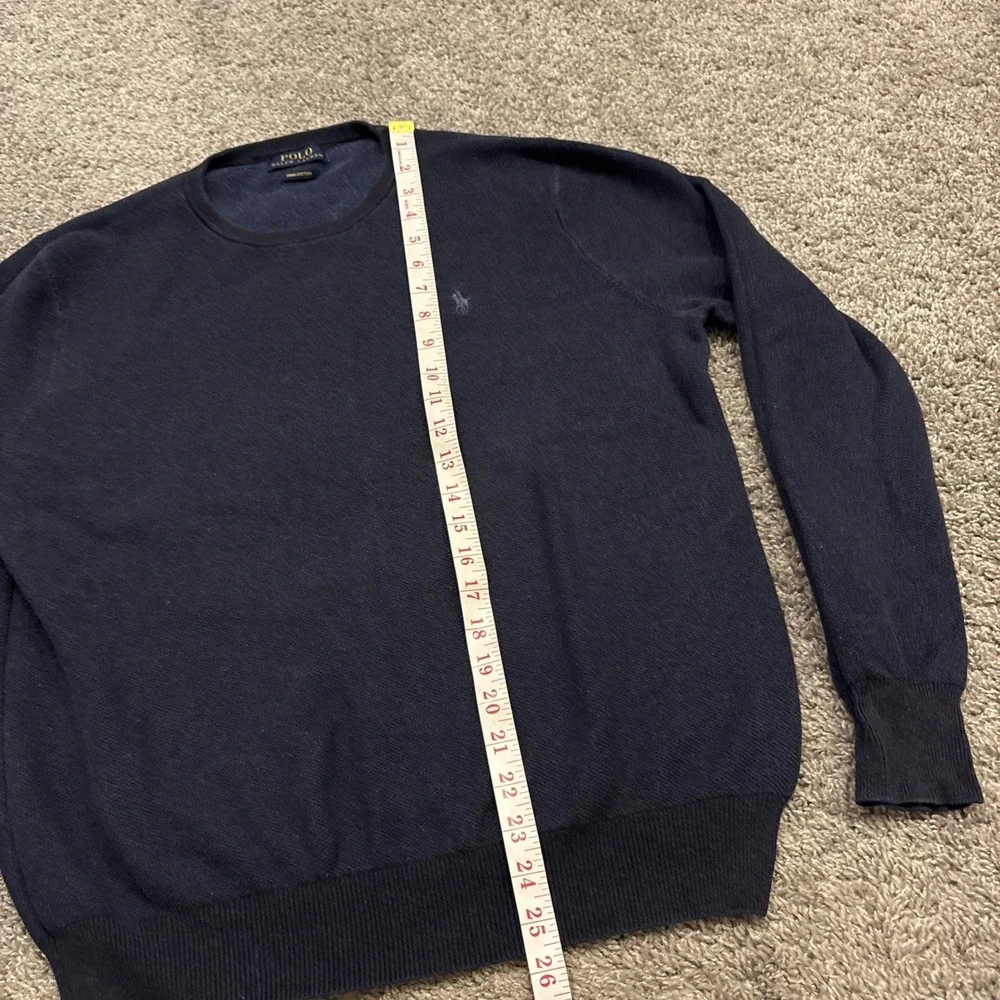 Polo Ralph Lauren Pima Cotton Sweater Men's Medium Crew Neck Thermal Blue Thick